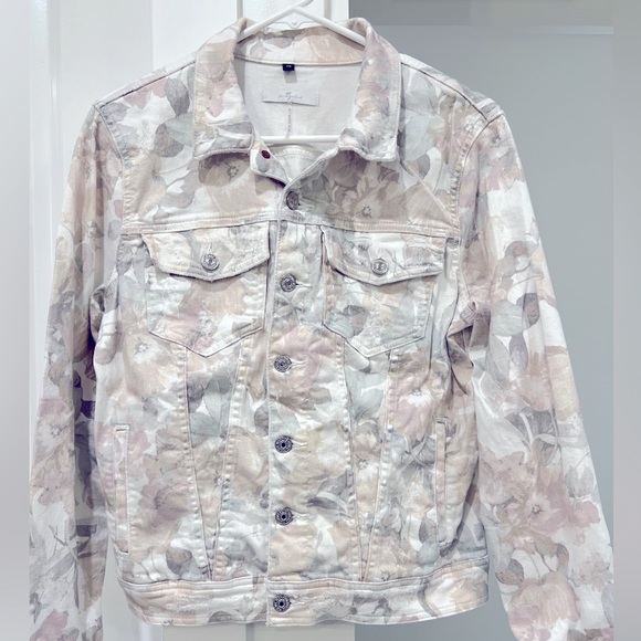 7 For All Mankind Sydney Garden Floral Printed Denim Jacket - Picture 2 of 8